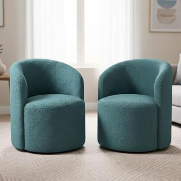 Imagem de Kit 02 Poltronas Curva Orgânica Nature Gaia Boucle Azul Turquesa - Mon