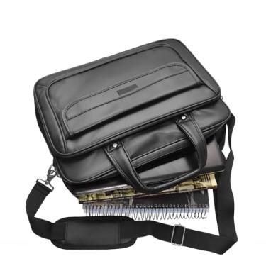 Imagem de Pasta Executiva Masculina em Couro Impermeável, Maleta de Mão com Múltiplos Compartimentos e Design Sofisticado: Ideal para Advogados, Médicos e Professores em Busca de Estilo e Praticidade (Preto)