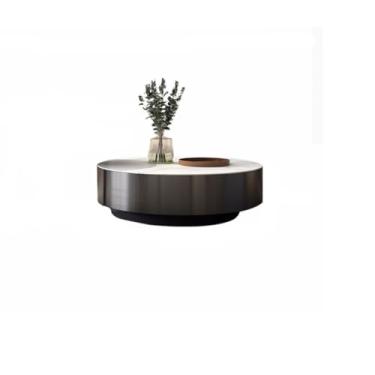 Imagem de Mesa de centro redonda, luxo leve, ardósia italiana, personalizada, criativa, moderna, simples, sala de estar, mesa de quarto de apartamento pequeno (A,100 * 31 cm)