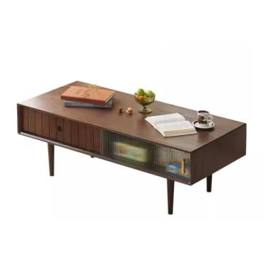 Imagem de Mesa de centro toda de madeira maciça mesa de centro de carvalho nórdico moderno minimalista sala de estar móveis pequenos apartamento mesa de chá mesa de quarto
