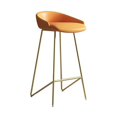 Imagem de UISLA Banqueta de bar de couro PU para café da manhã banco de bar encosto para os pés, balcão de cozinha para café da manhã, bancos de bar para casa/cinza B