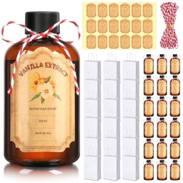 Imagem de LemonRoad Pacote com 18 frascos de âmbar com tampas à prova de vazamento de plástico vazio, frascos distribuidores marrons para extrato de baunilha caseiro, óleos essenciais, poção, suco, doses de