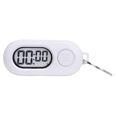 Imagem de Cronômetro digital com chaveiro, contagem regressiva e parada 2 em 1, tela LCD grande, portátil para sala de aula, treinamento (branco)