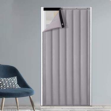 Imagem de JMCAJIE Cortinas de porta, cortina de porta com isolamento térmico, cortinas blackout de porta para quarto, manter fresco no verão e quente no inverno, lençol resistente à prova de som, cobertor de