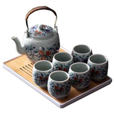 Imagem de Conjunto de chá preto com bandeja, conjunto de chá de porcelana preta, 1 conjunto de bule, 6 xícaras de chá, 1 bandeja de chá, 1 coador de aço inoxidável, conjunto de chá de cerâmica requintado para