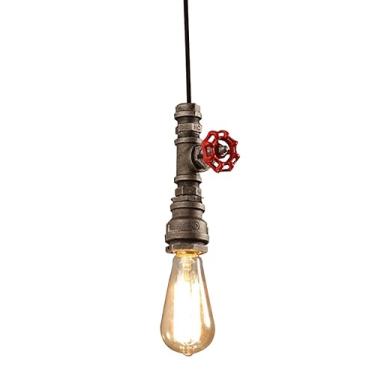 Imagem de Iluminação pendente industrial retrô, luminária pendente de teto, tubo steampunk, iluminação pendente, tubo, luminárias, arte déco, ferro E26, iluminação pendente para corredor, café, altura ajustável