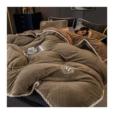 Imagem de Conjunto de cama de veludo de inverno cor sólida coral grosso AB capa de edredom quente capa de edredom capa de edredom completo (cor: F, tamanho: 1,2 m-150 x 200 cm conjunto de 3 peças) (D 1,2 m)
