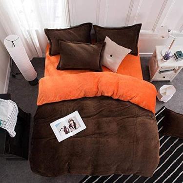 Imagem de Jogo de lençol de flanela de veludo, flanela grossa, dois lados, cor sólida, jogo de cama com capa quente de inverno - Ydl23_Twin Size 3 peças (Ydl16 Twin size 3 peças)