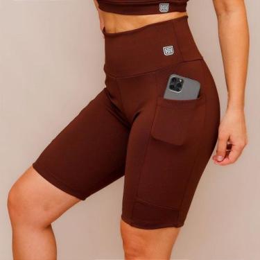 Imagem de Bermuda Confort com Bolso para Treino e Corrida - Cor Coffee - HNR, Co