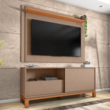 Imagem de Rack com Painel para Tv 55 Polegadas Ripado Mondrian Freijó - Caemmun