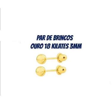Imagem de Brinco Bolinha 3mm Ouro 18kilates Baby infantil segudo furo - Pinça Pa