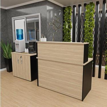 Imagem de Kit 2 Peças com Balcão para Atendimento Recepção Consultório e Armário