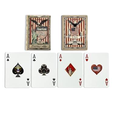 Imagem de VZONE Patriotic-Themed Playing Cards, Standard Index, Premium Plastic Waterproof Poker Cards, American Pride Includes Statue of Liberty, White House, American Flag, Great Seal of The US