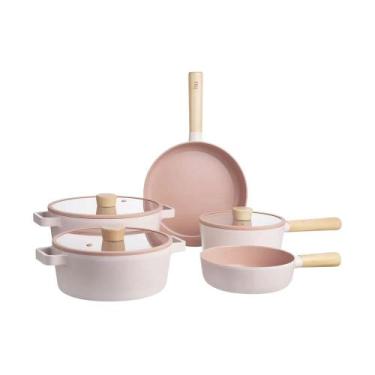 Imagem de Jogo de Panela Premium Cerâmica 5pcs Neoflam Fika Cor Rosa