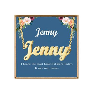 Imagem de Ldurian Colar de nome personalizado para presente de Dia dos Namorados, colar com pingente de placa de nome personalizado, pré presentes, colares com pingente de joias para aniversário de aniversário,
