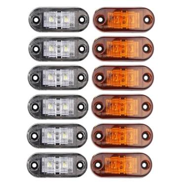 Imagem de Kit 12 Lanternas Led 12/24v Vigia Teto Van Bau Caminhão Barco Cor Cristal/Laranja KLX