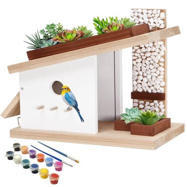 Imagem de Rioychan Kit De Marcenaria Para Casa De Passarinho Moderna, Construa Seu Próprio Kit De Casa De Passarinho Faça Você Mesmo Para Crianças E Adultos, Projetos De Construção De Artesanato Em Madeira Fa