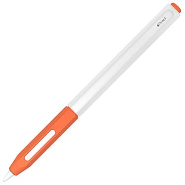Imagem de Capa protetora de silicone macio para Apple Pencil 2ª geração – capa aderente, compatível com iPad Pro 11 e 12,9 polegadas, transparente e laranja
