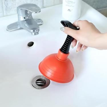 Imagem de Desentupidor de pia, êmbolo de drenagem universal com cabo curto, ferramenta poderosa para pia de cozinha, chuveiro, ralos de banheiro, vermelho