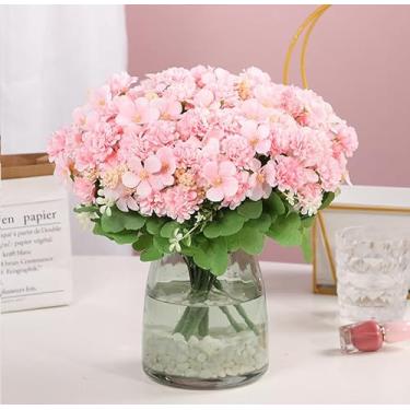 Imagem de 1 enfeite decorativo de flor de seda artificial de begônia para encher vasos de mesa em casa, estilo interior (rosa)