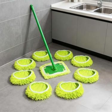 Imagem de Pacote com 4 almofadas de esfregão de microfibra – panos de substituição laváveis 25 x 11 cm para limpeza de chão e limpeza de poeira