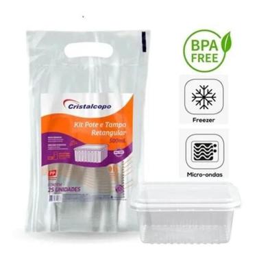 Imagem de 2X Pote Descartável 500Ml Freezer Microondas Marmita - 25 Un