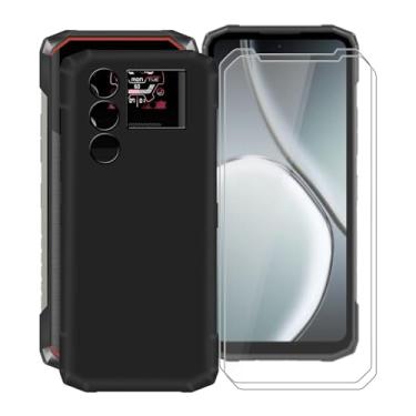 Imagem de Capa para celular Doogee Blade 10 + 2 películas protetoras de tela de vidro temperado, capa de proteção à prova de choque de silicone TPU ultramacia WXPPJ para Doogee Blade 10 Power (16.7 cm) - Preto