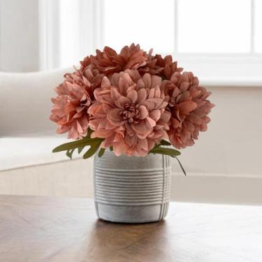 Imagem de 20 hastes dália aparência real flor artificial decoração casa comercio