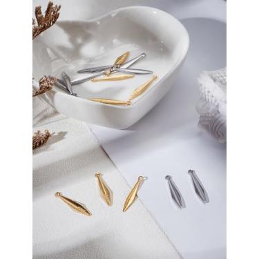 Imagem de 20 pingentes de aço inoxidável, pingentes pendentes para fazer joias para colar, pulseira, brincos, chaveiro, artesanato, bijuterias, 20x3.5x1mm, Aço inoxidável, Sem pedras preciosas