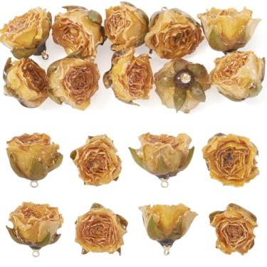 Imagem de 10 pingentes de flores de rosas de plástico 3D pingentes de brinco floral para o dia dos namorados faça você mesmo artesanato pulseira colar chaveiro fabricação de joias, ouro