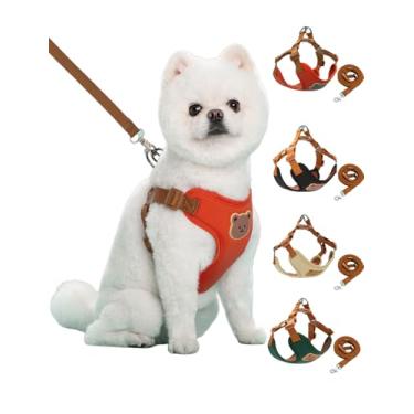 Imagem de Peitoral para cães com coleira para animais de estimação de 1,8 m - material respirável, colete acolchoado macio para cães e gatos pequenos a médios, regata ajustável macia adequada para animais de