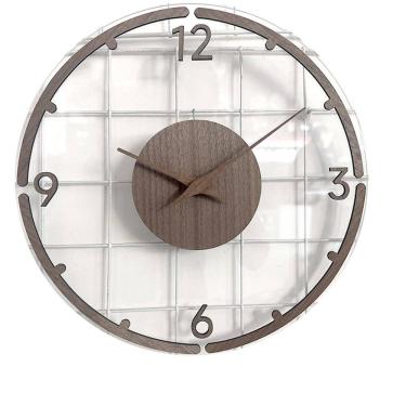 Imagem de Relógio de parede, madeira de nogueira, acrílico, sem tique-taque, silencioso, 30 cm