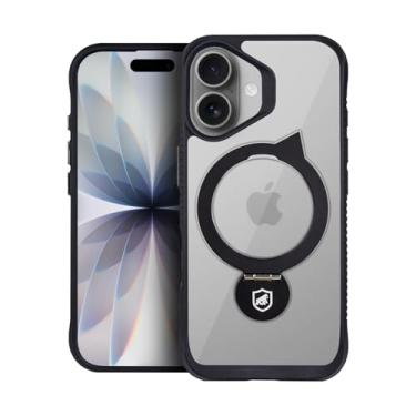 Imagem de Gshield Capa Case Capinha Raptor com Suporte Kickstand compatível com Magsafe, Laterais Antiderrapantes Bordas Elevadas e Local para Acoplar Alça de Pulso (Preta, iPhone 17)