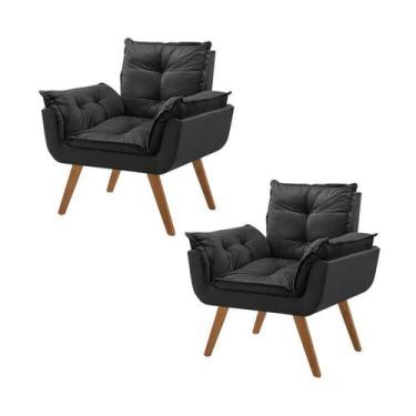 Imagem de Kit 2 Poltronas em Veludo Base Palito Quadrada Opalla Prime - House De