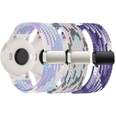 Imagem de EverAct Pulseira de relógio trançada magnética de 20 mm compatível com Garmin Vivoactive 5/Vivoactive 6/3/3 Music, pulseira de nylon elástico macio de substituição para Venu Sq 2/Venu 2 Plus e