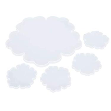 Imagem de Conjunto de moldes de silicone para montanha-russa de flores DIY grande bandeja de frutas bandeja de chá kit de fabricação de artesanato para presentes de decoração de casa branco