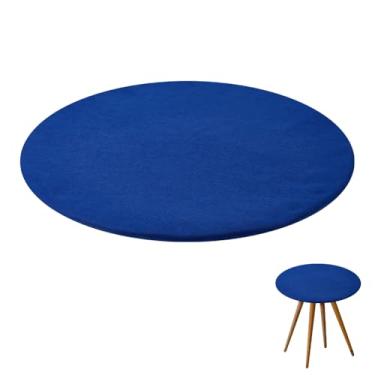 Imagem de arricraft Capa de mesa de cartas de feltro azul de 91 cm, toalha de mesa redonda tapete de mesa de jogo protetor de mesa elástico para jogos de cartas Mahjong jogos de tabuleiro jogos de dados