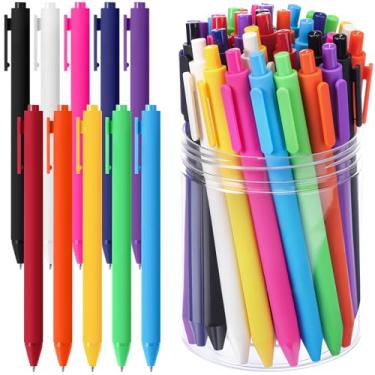 Imagem de Crtiin 50 canetas de tinta gel a granel, tinta preta de 0,5 mm, caneta retrátil de ponta fina, material escolar de escritório de escrita suave para professores, servidores, operação de doação de