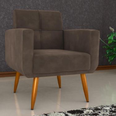 Imagem de Poltrona Decorativa Para Sala Lilian Veludo Marrom