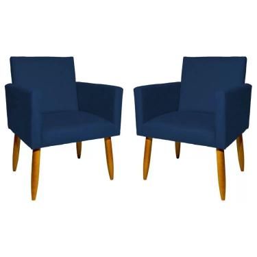 Imagem de Kit 2 Poltronas Nina Sala De Estar Luxo Suede Azul Marinho