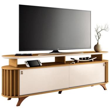 Imagem de Rack Para Sala De Estar Tv 70 Pol Orgânico Dorian B01 Off White Cinamomo - Lyam Decor