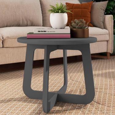 Imagem de Mesa Centro Redonda 65cm Para Sala Mdf Rexxar Grafite A09 - Mpozenato