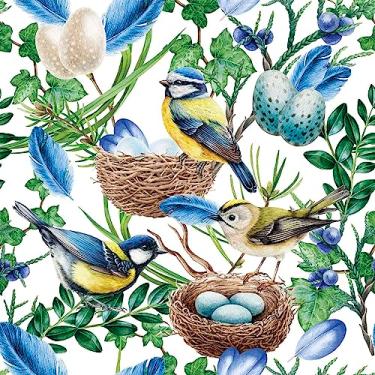 Imagem de Guardanapos de pássaros azuis, ninho de pássaros, 40 peças, guardanapos de coquetel azuis I guardanapos de papel de decoupage I papel para scrapbook I lixo diário suprimentos I festa de aniversário