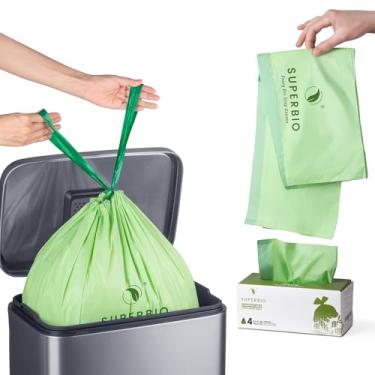 Imagem de SUPERBIO Sacos de sucata de alimentos compostáveis com cordão de 4 galões, 15,1 litros, 40 unidades, 0,9 mil, sacos de lixo pesados, BPI, mudas e composto OK INDUSTRIAL