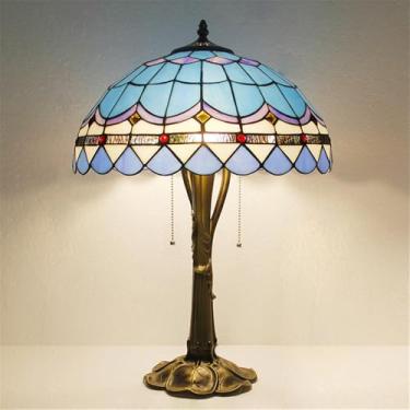 Imagem de Luminária de mesa retrô americana com LED, luxuosa e criativa, para sala de estar, escritório, quarto, cabeceira, estilo villa/hotel, com vidro colorido (Estilo 11)