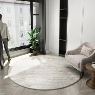 Imagem de Tapete luxuoso de pelúcia para decoração de quarto, tapete redondo grande para vestiário, tapete lavável, tapete minimalista para sala de estar (160x160 cm/C)