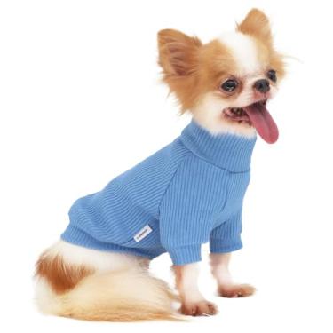 Imagem de LOPHIPETS Suéteres de gola rolê para cachorros pequenos Chihuahua - azul claro/G