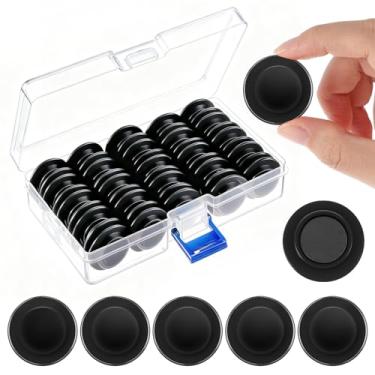 Imagem de Outus 45 peças de ímãs de quadro branco mini ímãs de geladeira placa seca geladeira suprimentos para professores para escritórios domésticos (preto, 3 cm, redondo)