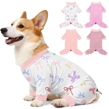 Imagem de Bienbee Pijamas para cães, 4 peças, pijamas macios e elásticos para cães, fantasia para cães pequenos, médios e grandes, meninos e meninas (conjunto rosa) - GG