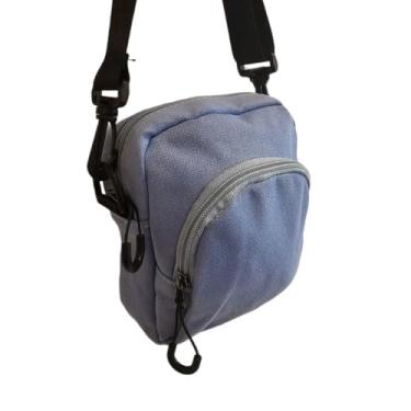 Imagem de Shoulder Bag Transversal em Pano, Bolsa Lisa Cinza, Compartimento Principal e Bolso Externo, 16x14x5cm, Alça Ajustável para Uso Diário